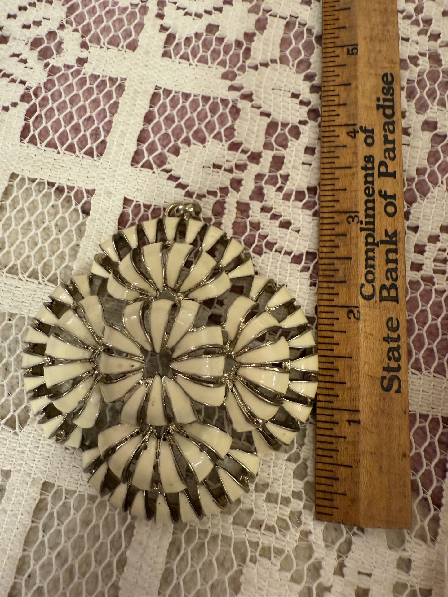 Rare Vintage Midcentury Flower Medallion Pendant