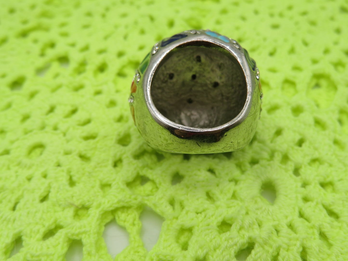 Vintage Huge Harlequin Enamel Cocktail Ring