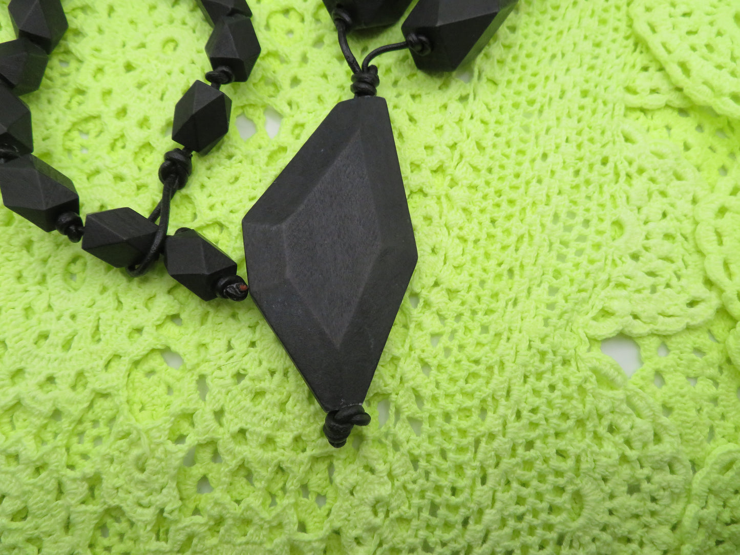 Vintage Carved Ebony Sculptural Necklace