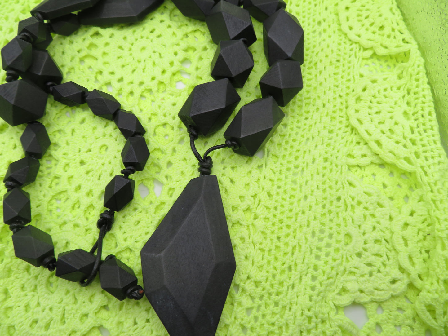 Vintage Carved Ebony Sculptural Necklace
