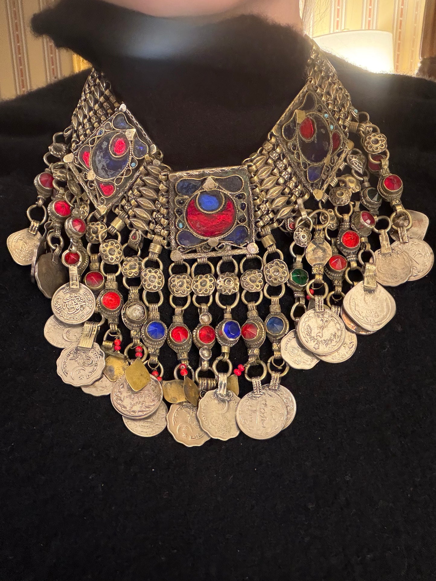 Iris Apfel's Vintage Antiqued Kuchi Heart Coin Necklace