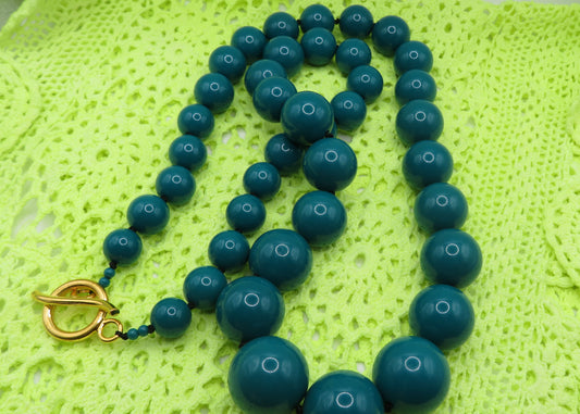 Vintage Huge Teal Beaded Necklace