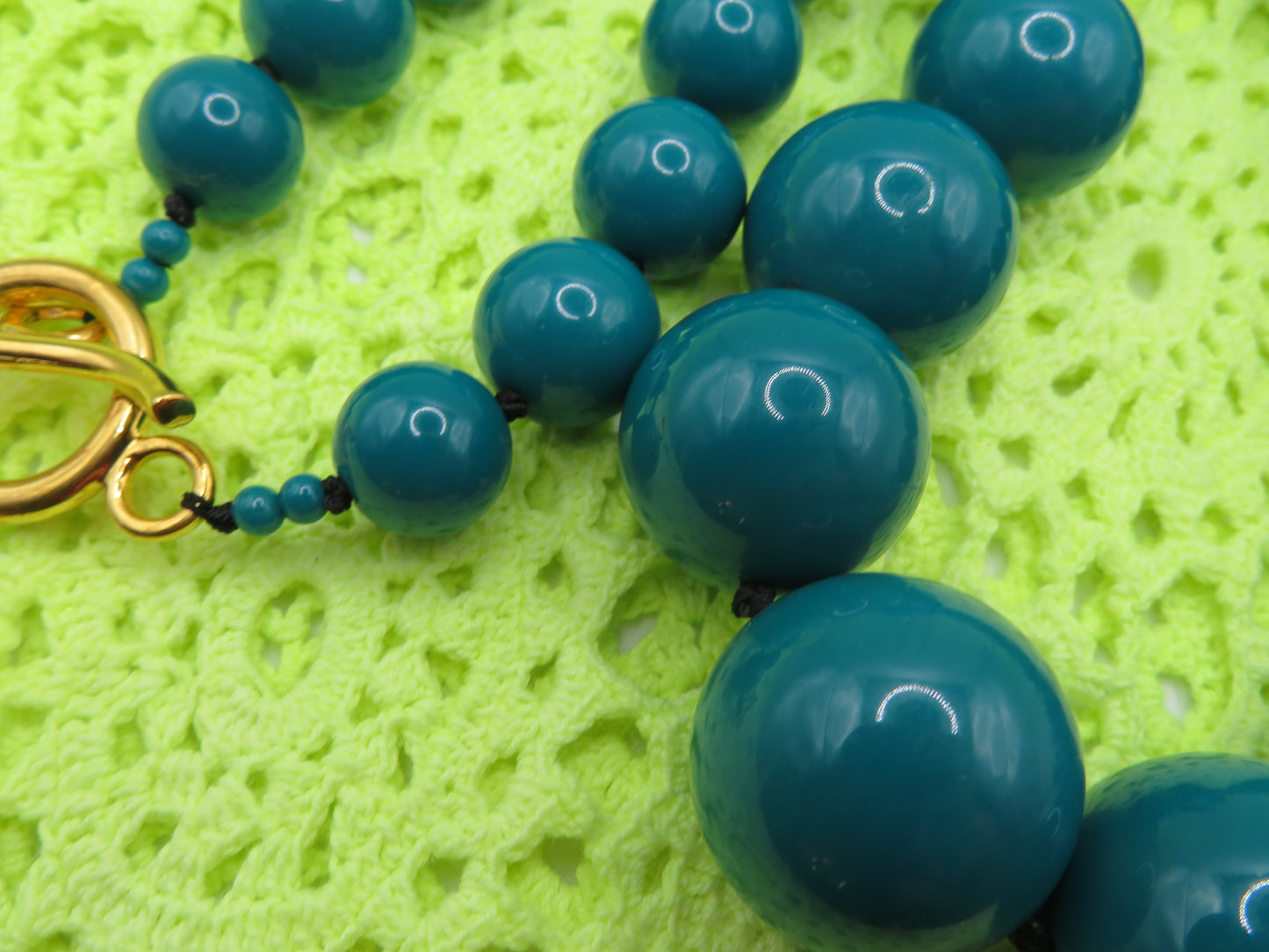 Vintage Huge Teal Beaded Necklace
