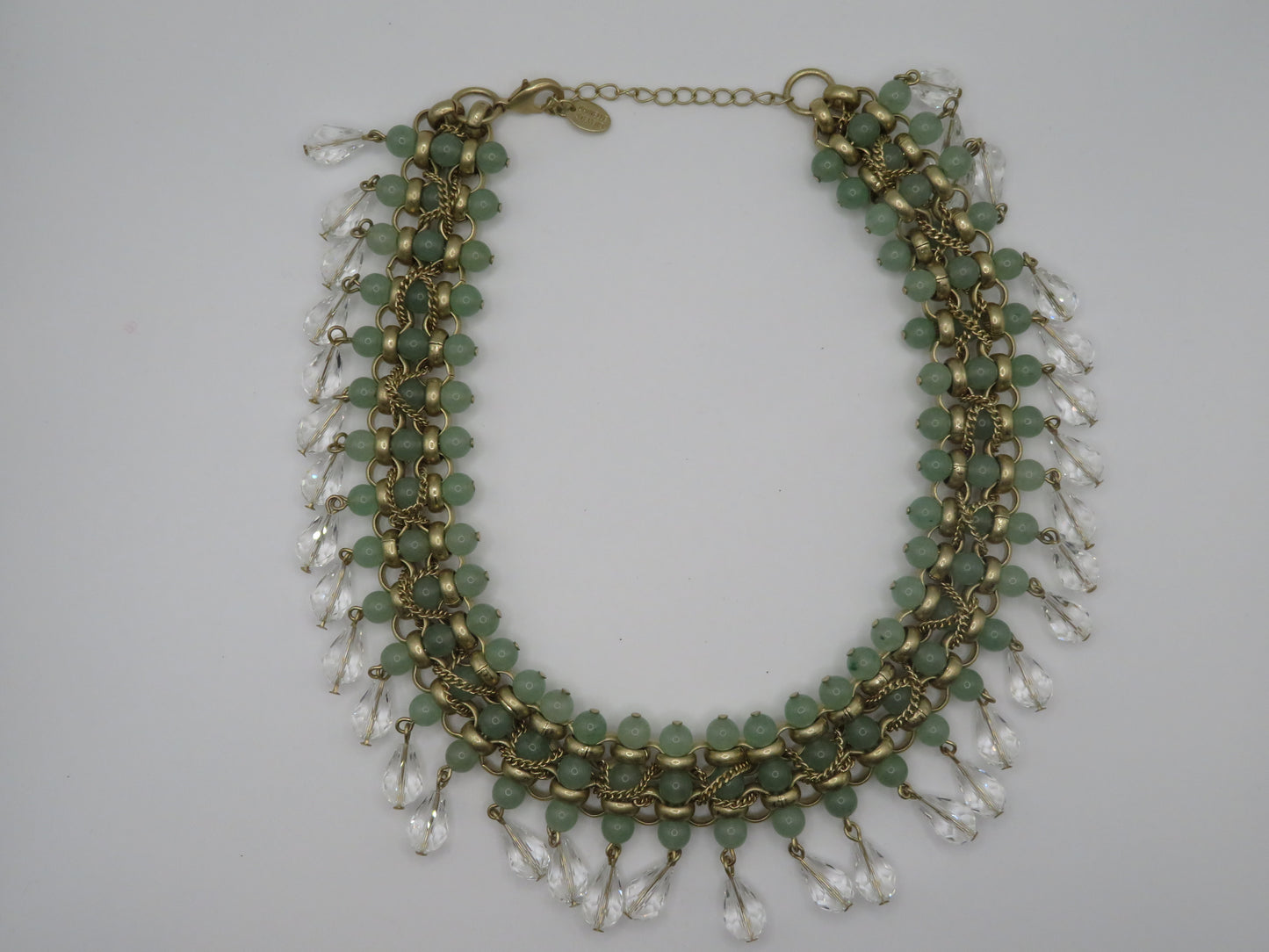 Vintage Jumbo Jade & Crystal Collar