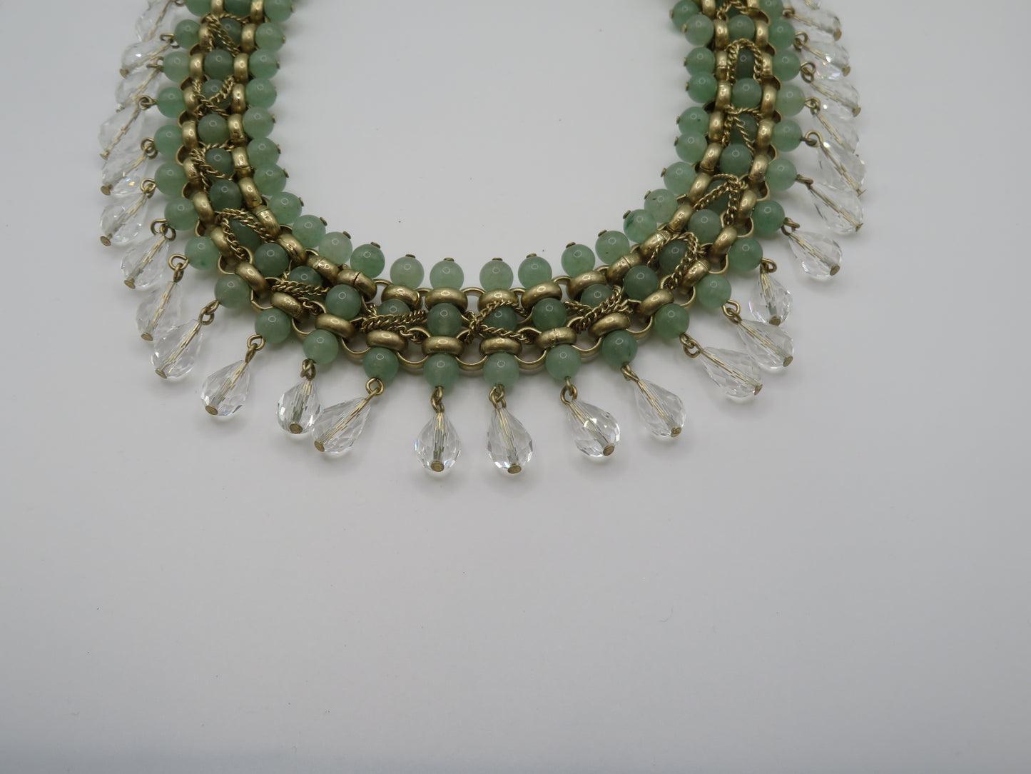 Vintage Jumbo Jade & Crystal Collar