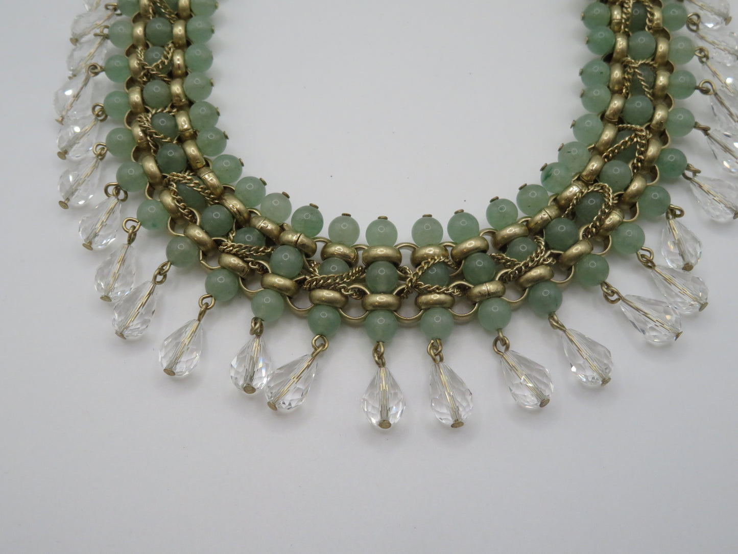 Vintage Jumbo Jade & Crystal Collar