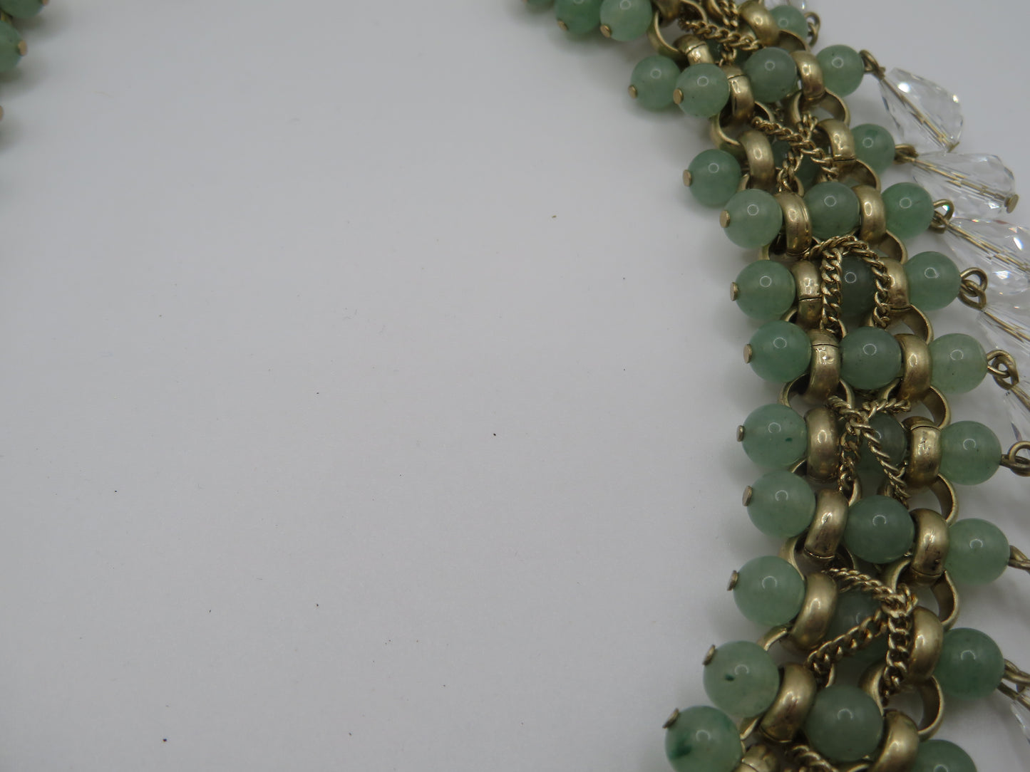 Vintage Jumbo Jade & Crystal Collar