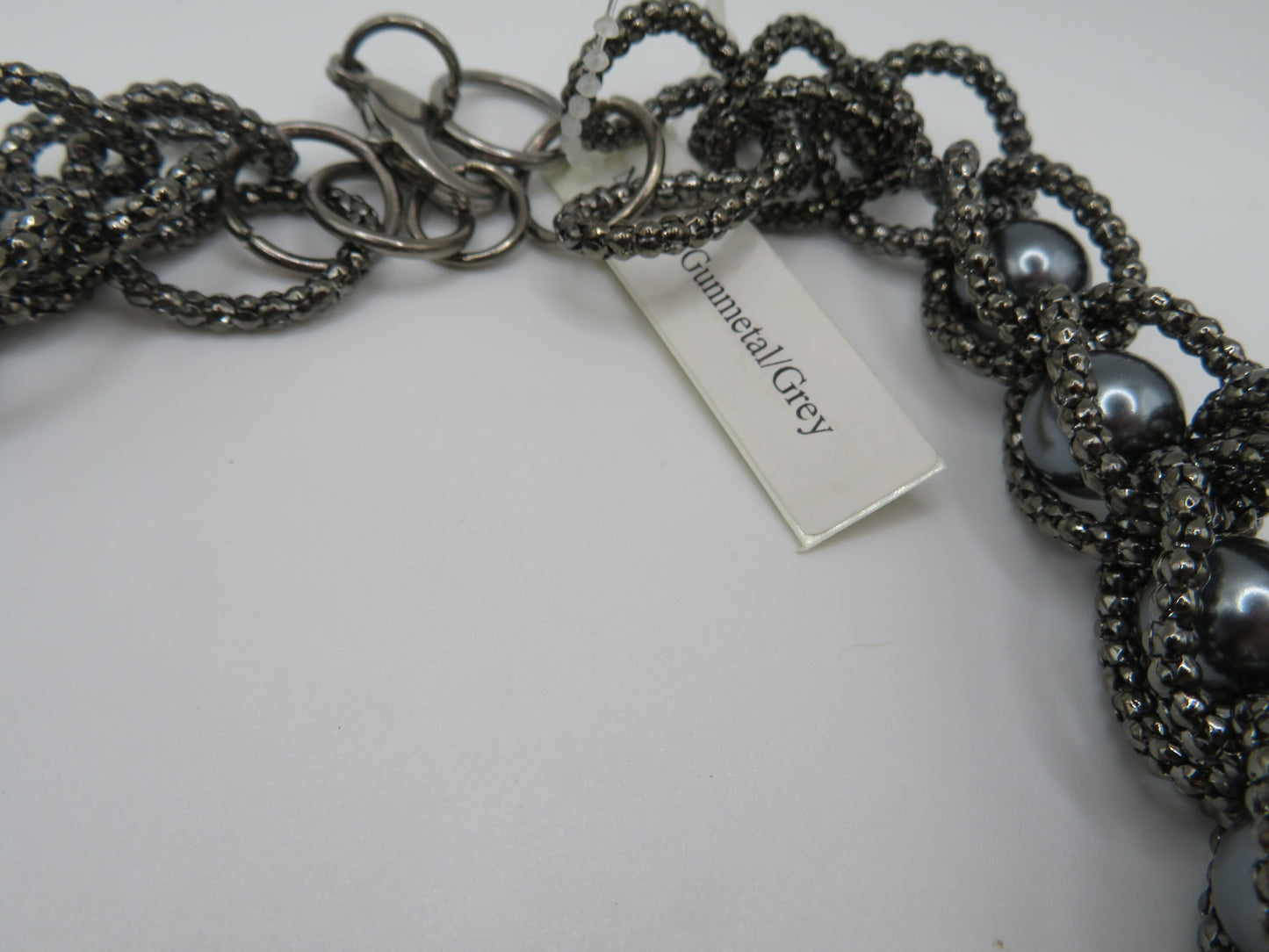 Vintage Gray Pearl Beaded Fringe Collar Necklace