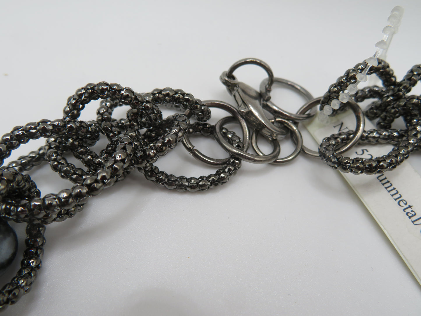 Vintage Gray Pearl Beaded Fringe Collar Necklace