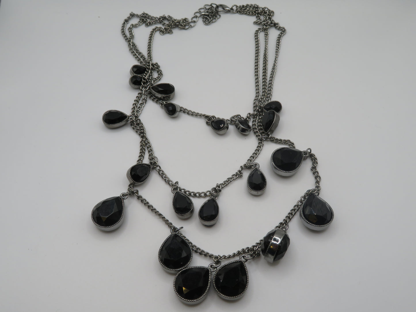 Vintage Festoon Black Glass Goth Queen Necklace
