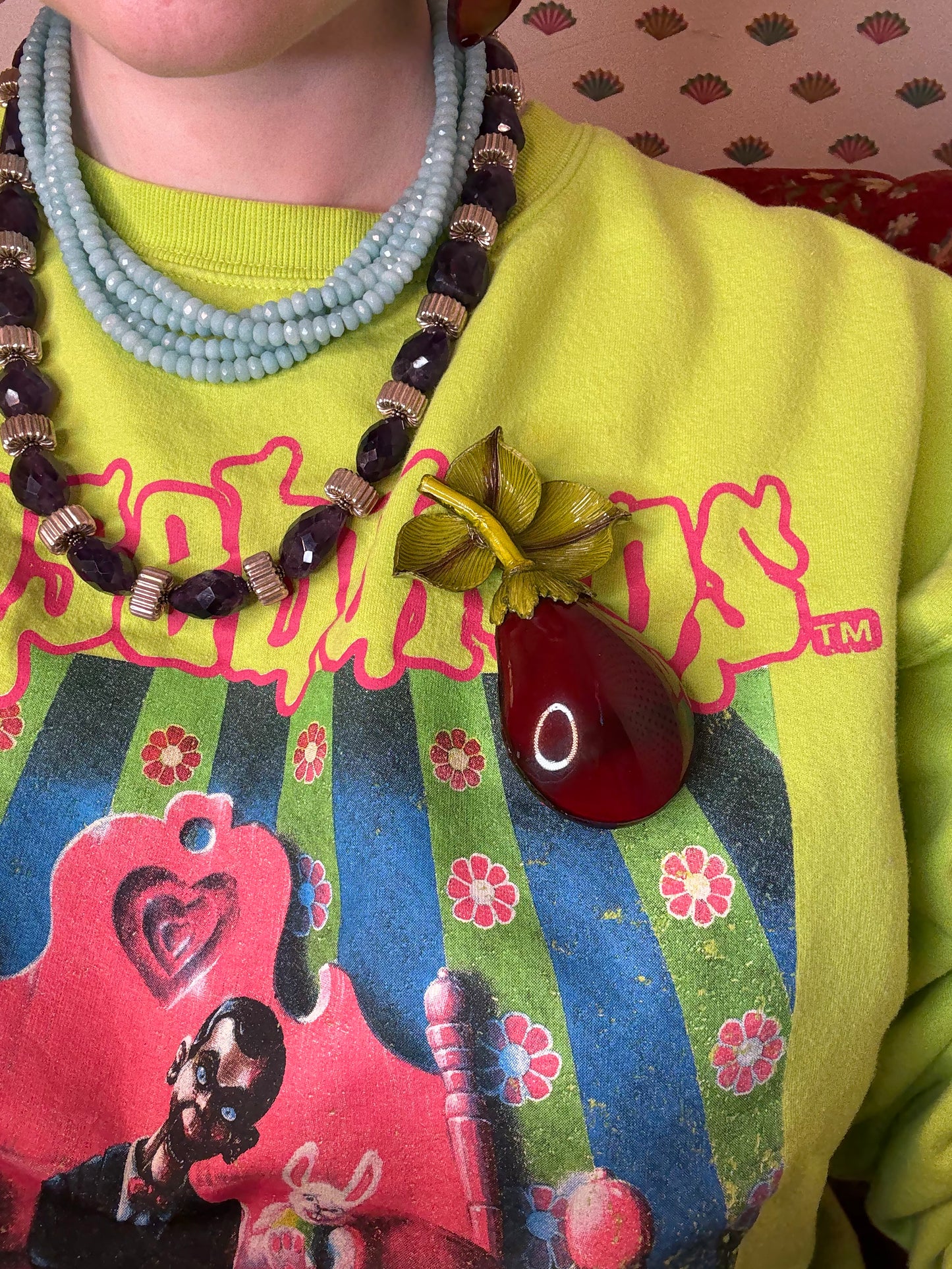 Vintage Rare Ciléa Paris Oversized Eggplant Brooch