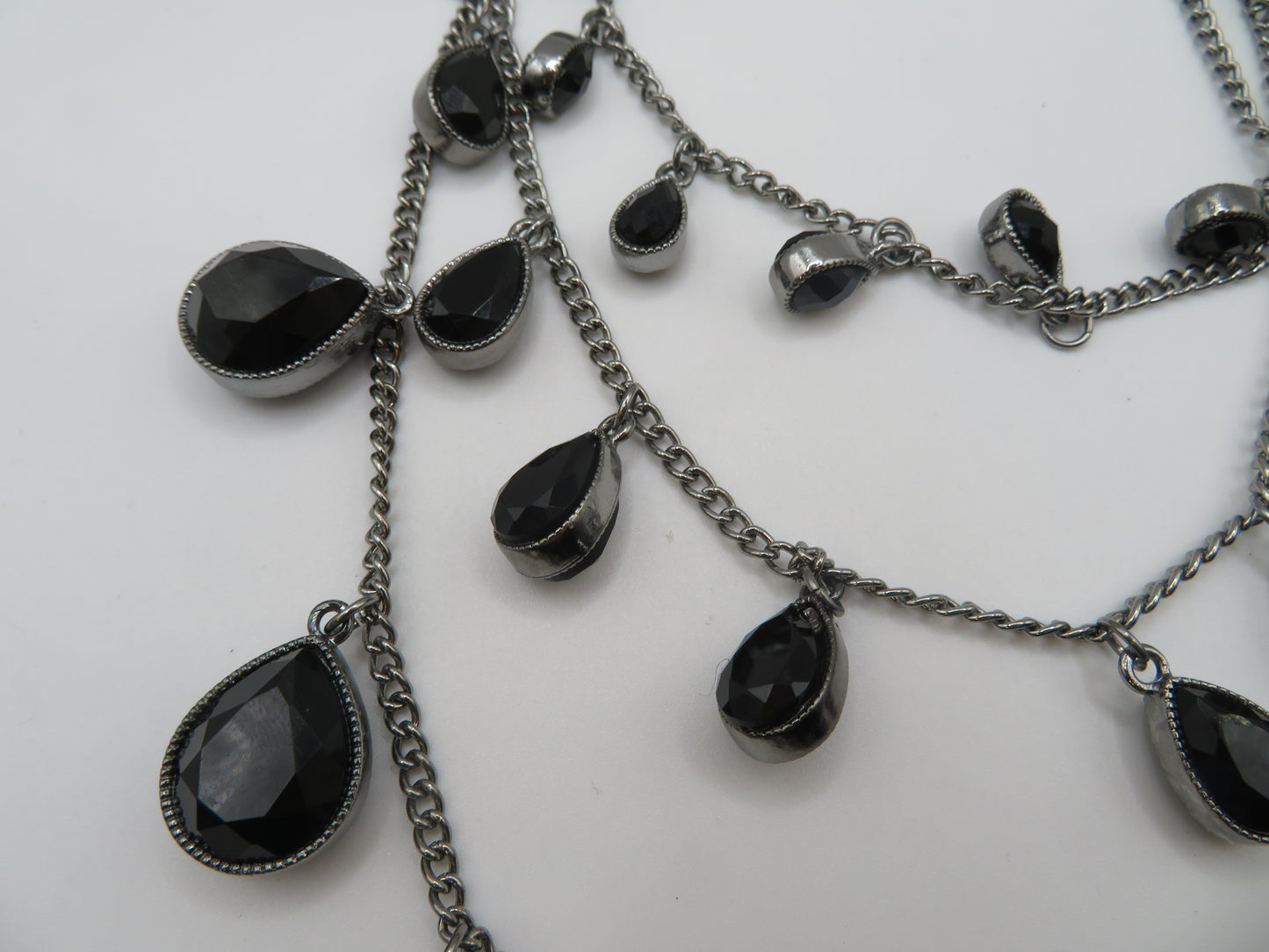 Vintage Festoon Black Glass Goth Queen Necklace