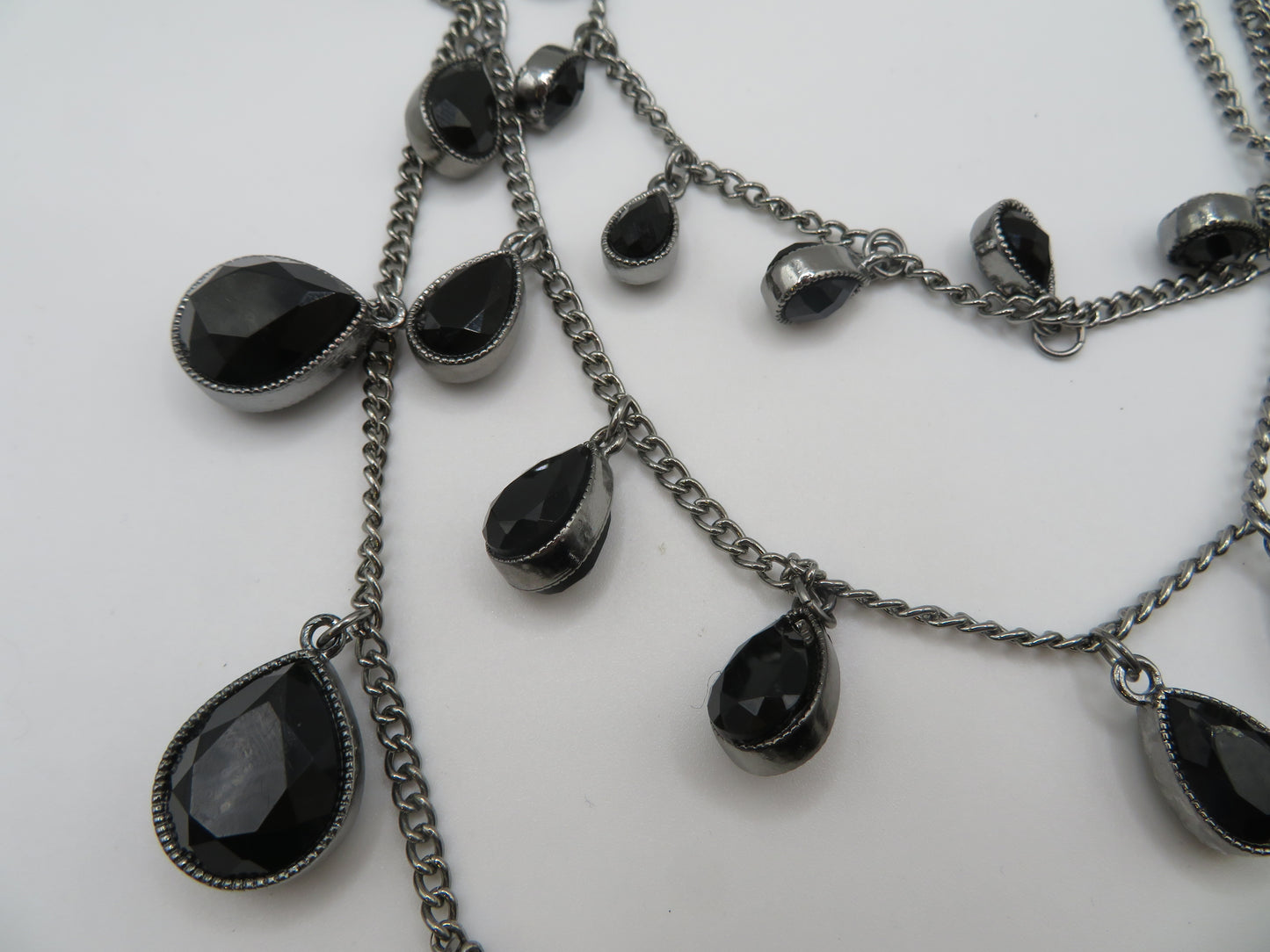 Vintage Festoon Black Glass Goth Queen Necklace