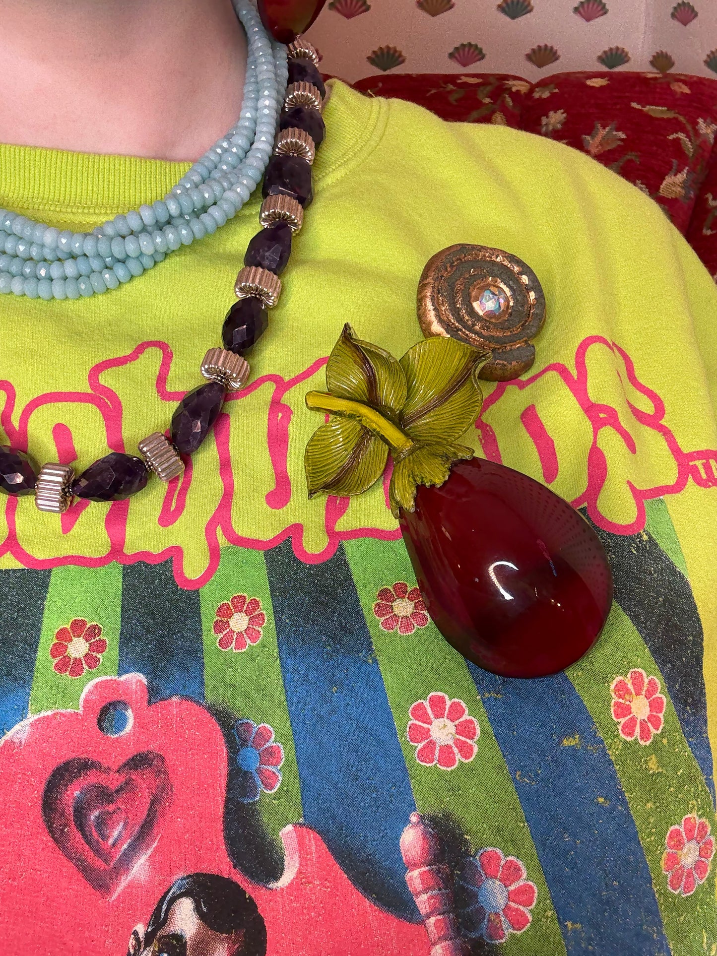 Vintage Rare Ciléa Paris Oversized Eggplant Brooch