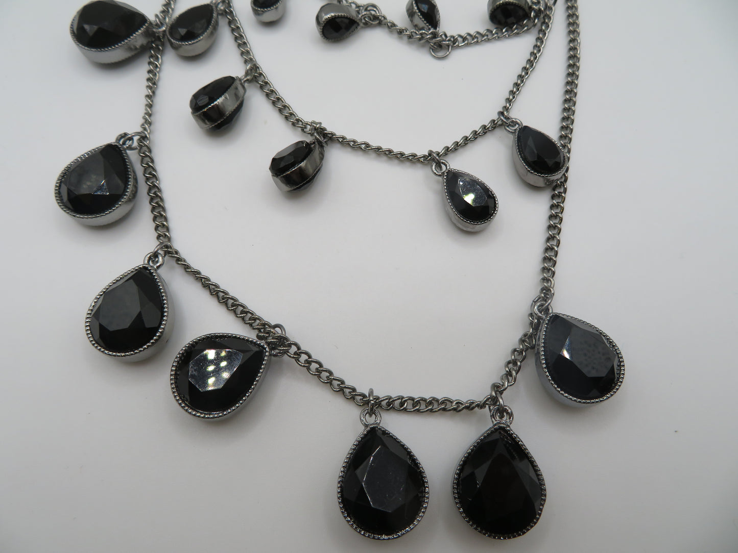 Vintage Festoon Black Glass Goth Queen Necklace