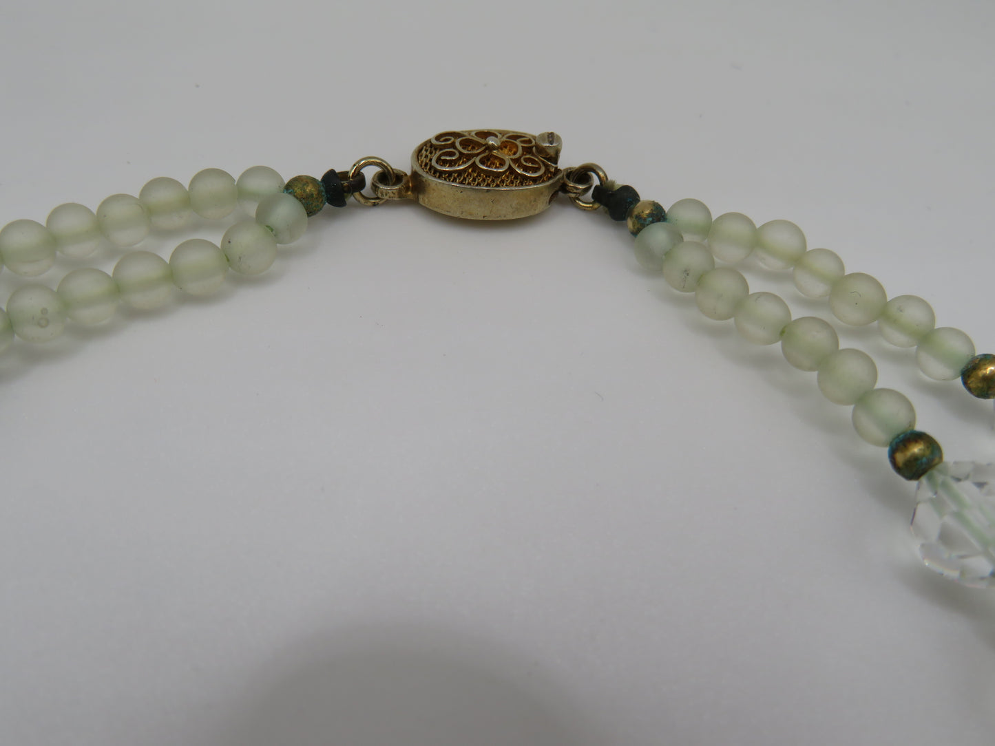 Vintage Frosted Glass & Crystal Sculptural Necklace