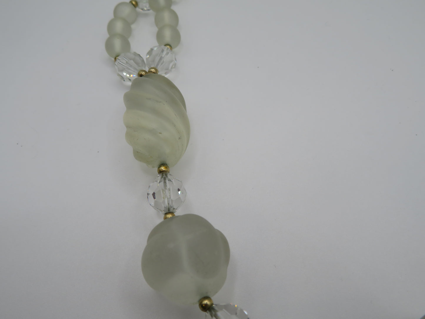 Vintage Frosted Glass & Crystal Sculptural Necklace