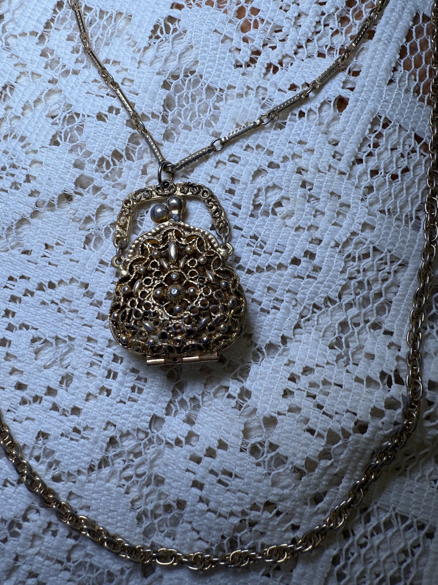 Vintage Purse Locket Chain Necklace