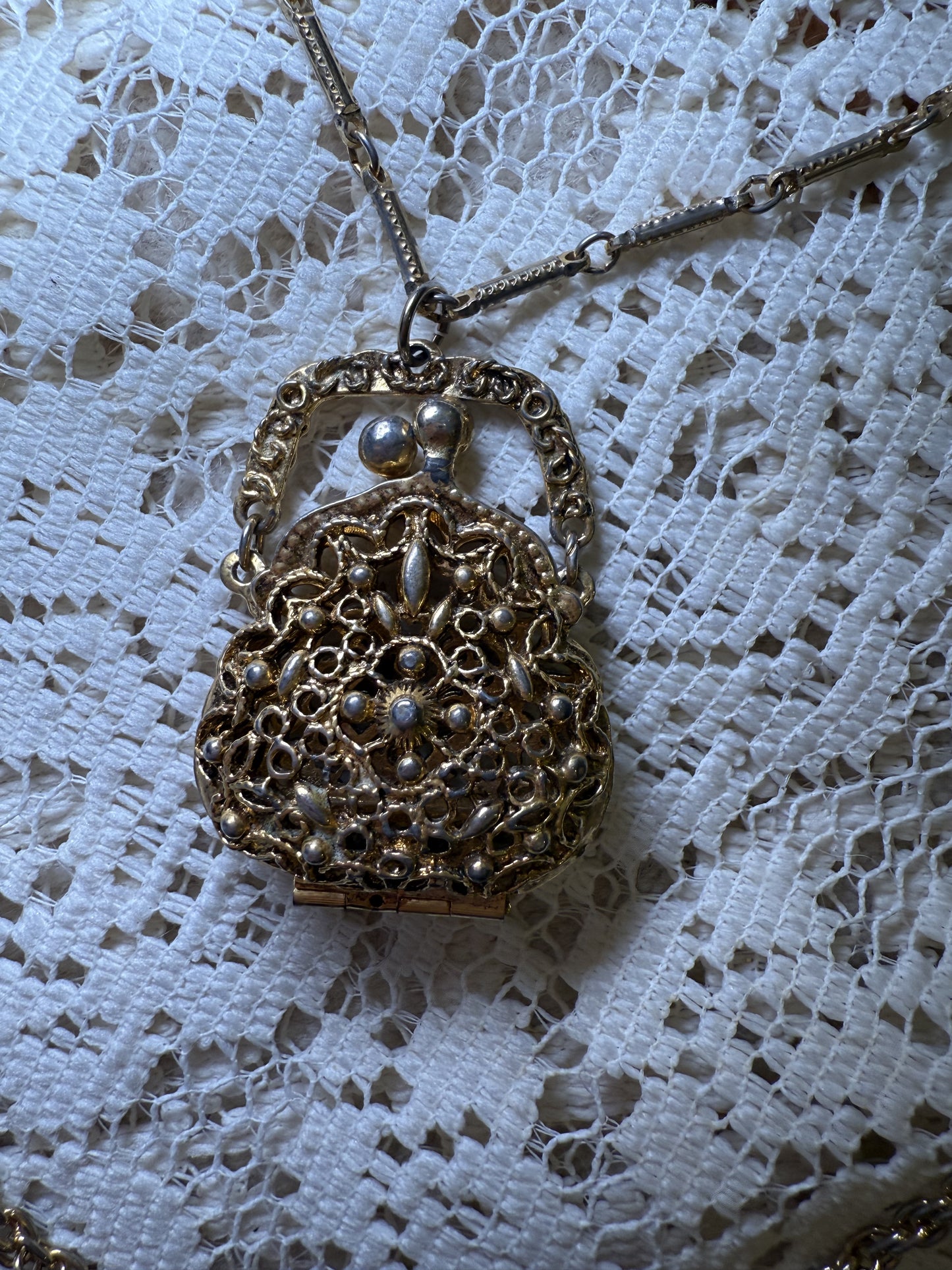 Vintage Purse Locket Chain Necklace