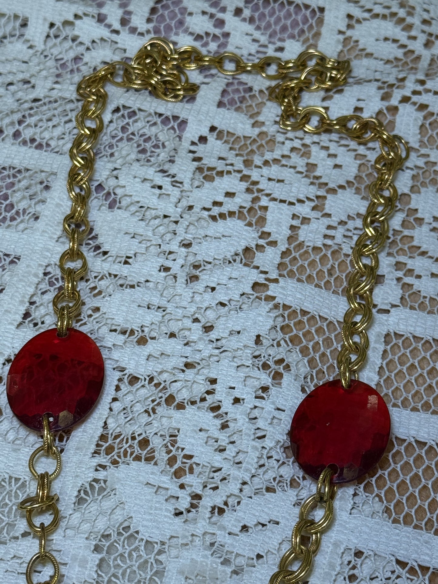 Vintage Roger Van S Red Statement Necklace