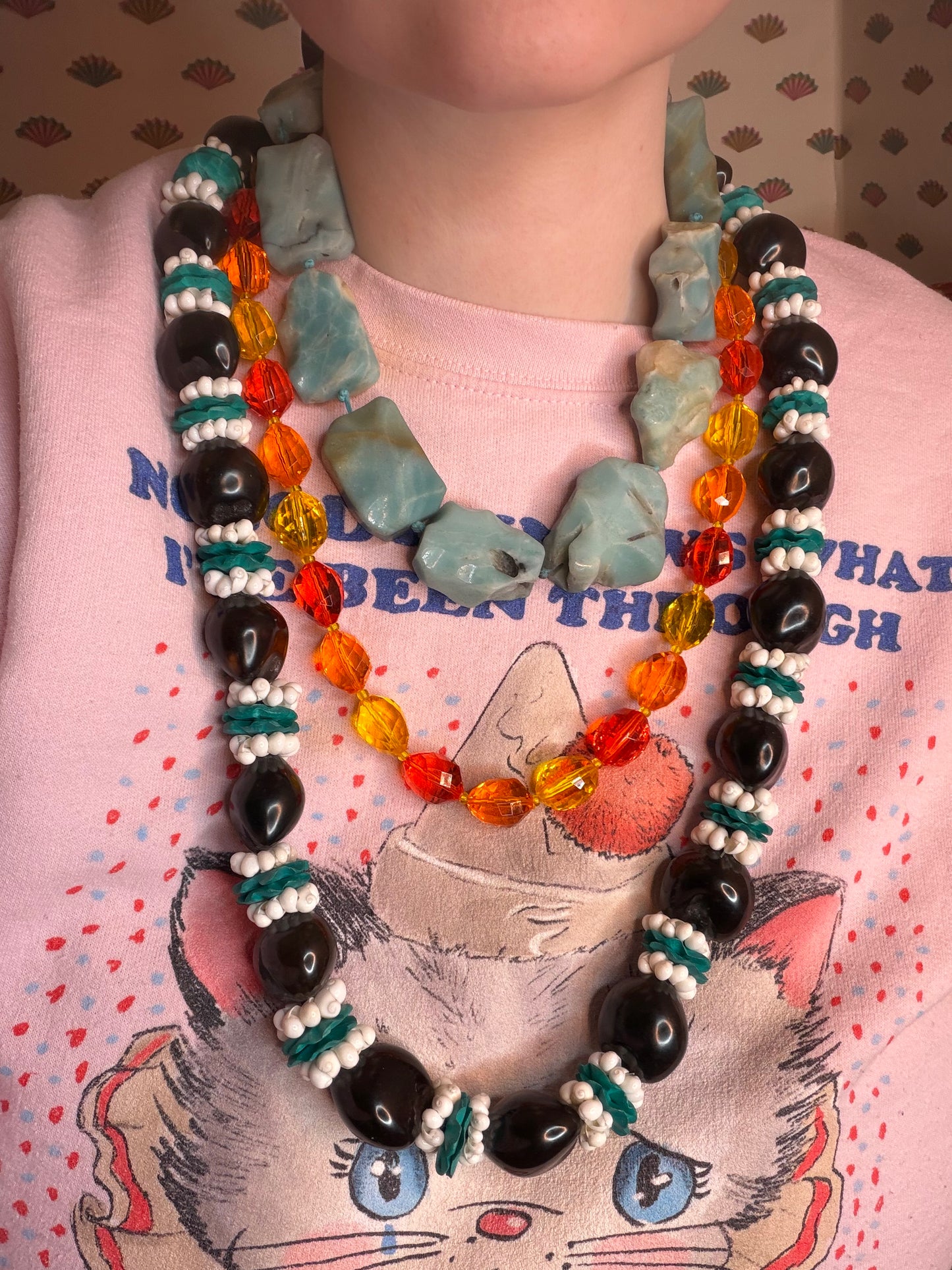 Vintage Hawaiian Kukui Nut Necklace Stack - 3 Stands