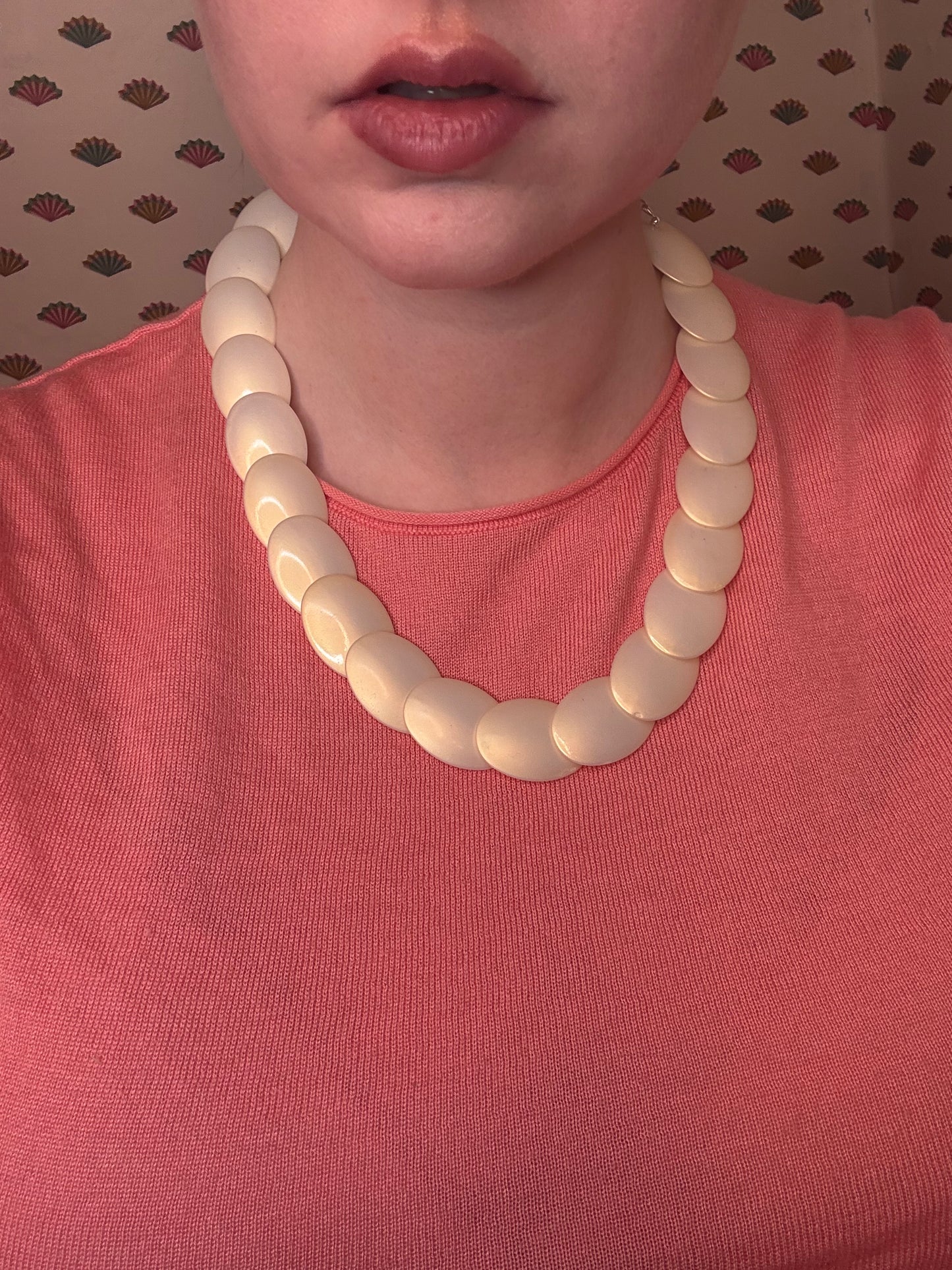 Iris Apfel's Vintage Pearlescent Disc Sterling Silver Necklace