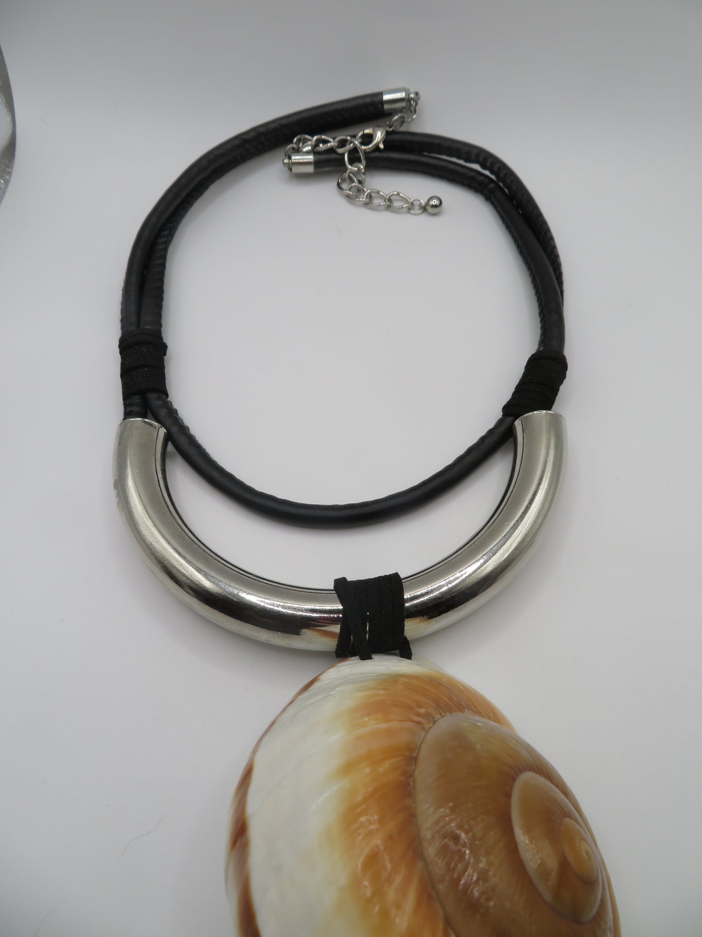 Vintage Giant Shell Silver Statement Necklace