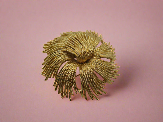 Vintage Midcentury Monet Gold Cordelia Swirl Brooch