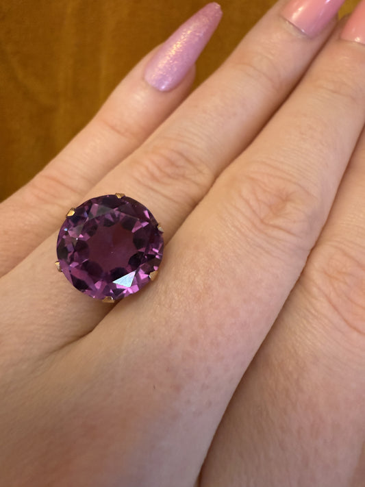 Antique 18K Solid Gold Art Deco 6.90ct Color Change Sapphire Ring