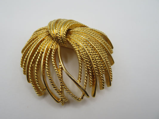 Vintage Mini Midcentury Monet Gold Cordelia Swirl Brooch