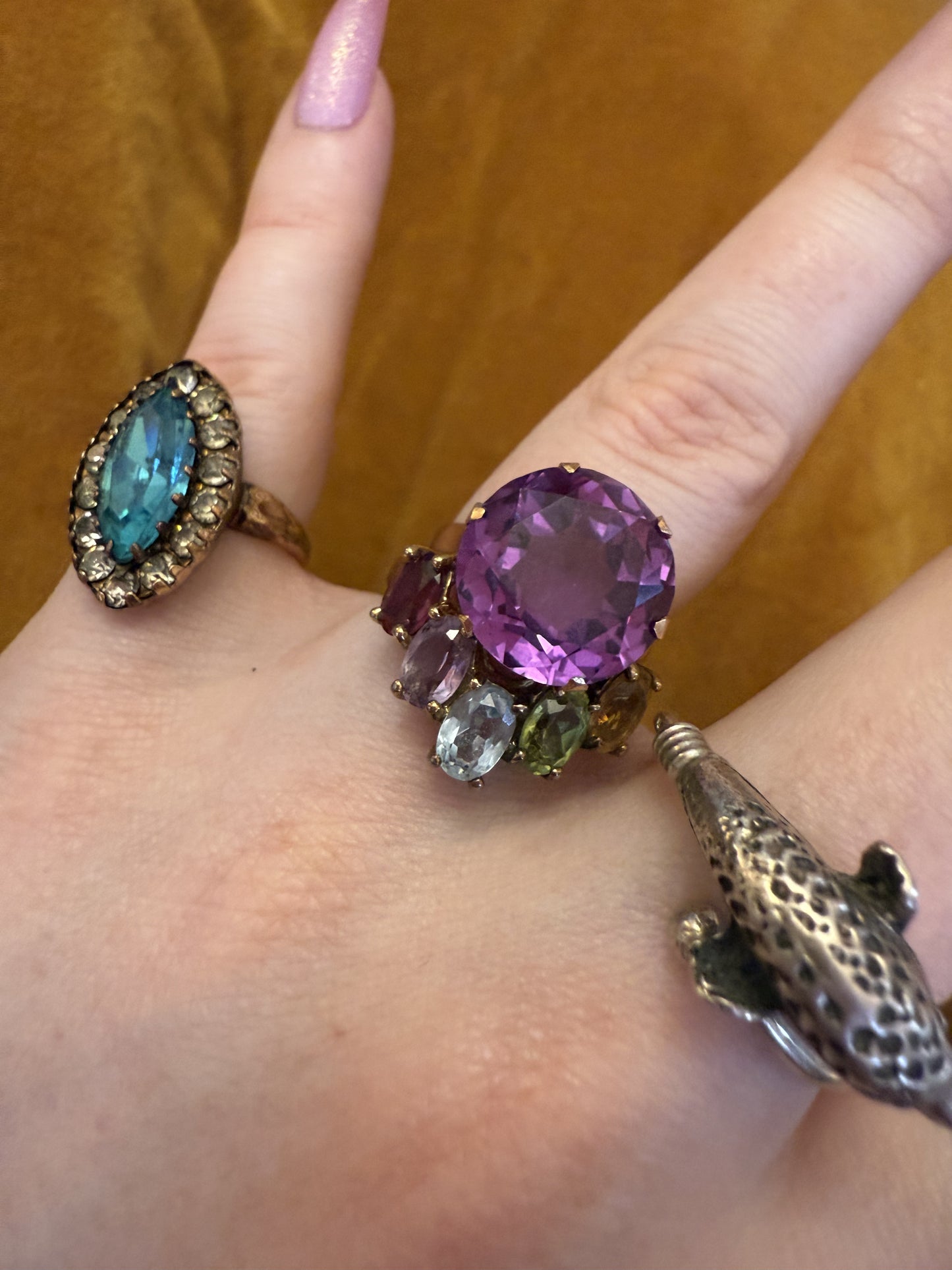 Vintage Gold Gemstone Stacker Ring