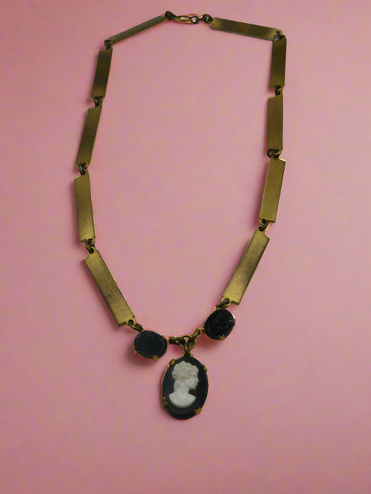 Antique Victorian Revival Baby Cameo Link Necklace