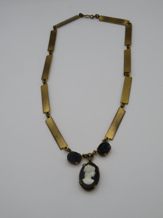 Antique Victorian Revival Baby Cameo Link Necklace