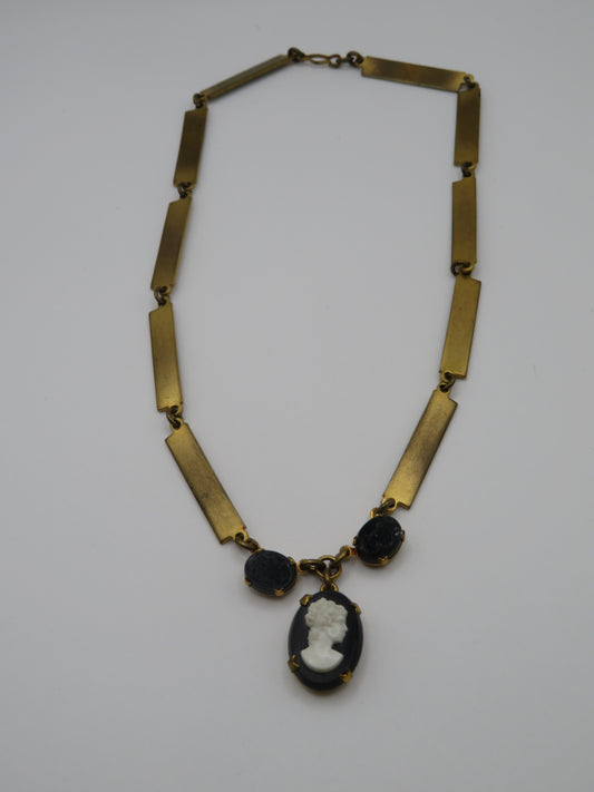 Antique Victorian Revival Baby Cameo Link Necklace