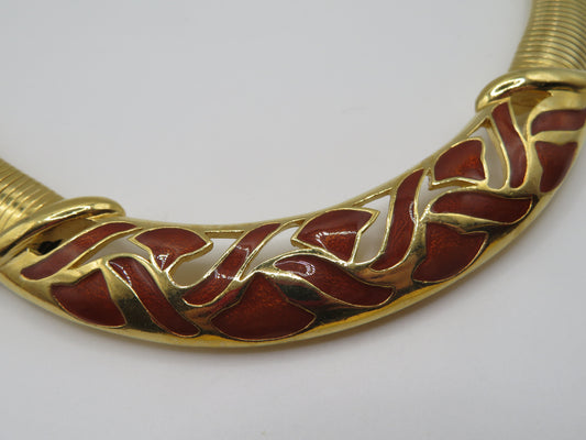 Vintage Trifari Chunky Enamel Tubogas Necklace