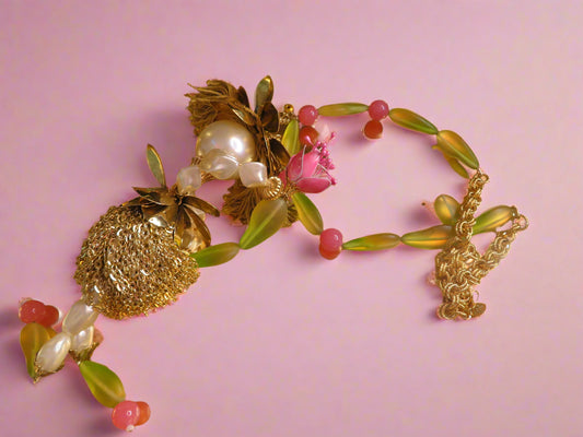 Julie Rubano RARE Huge Vintage Flower Doll Necklace