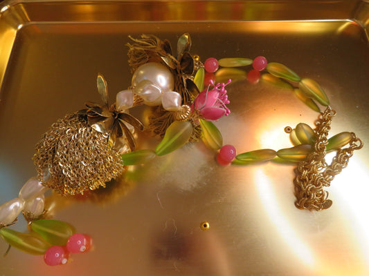 Julie Rubano RARE Huge Vintage Flower Doll Necklace