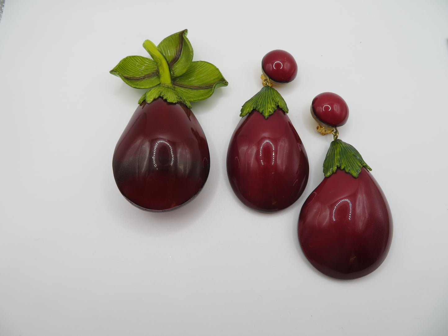 Vintage Rare Ciléa Paris Oversized Eggplant Brooch