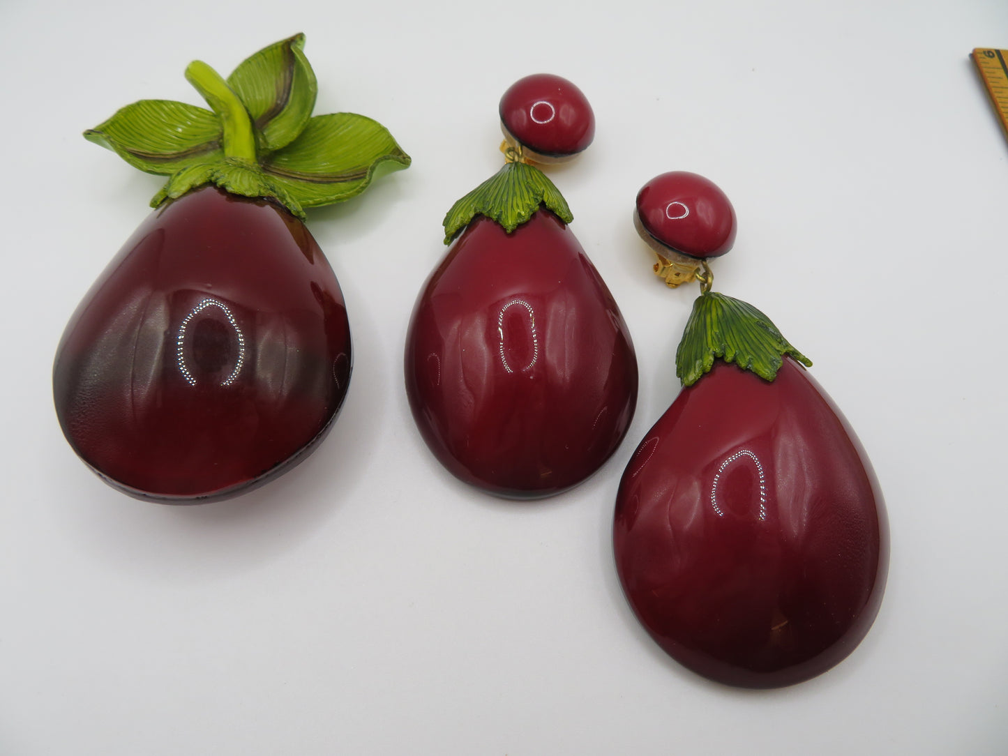 Vintage Rare Ciléa Paris Oversized Eggplant Clip On Earrings