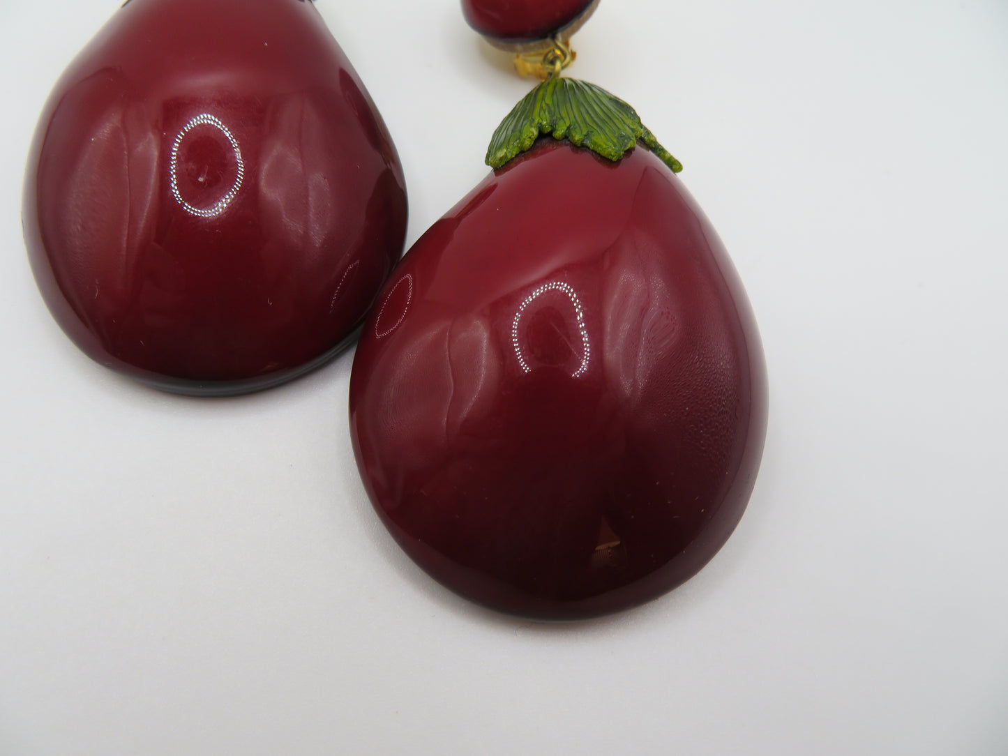 Vintage Rare Ciléa Paris Oversized Eggplant Clip On Earrings