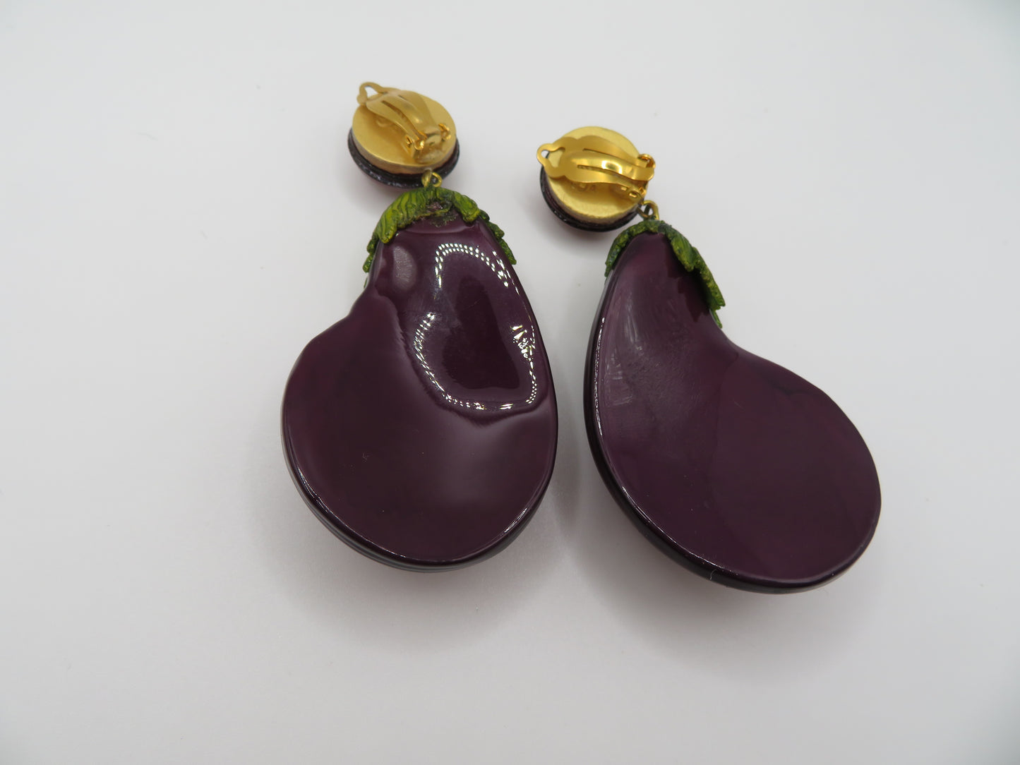 Vintage Rare Ciléa Paris Oversized Eggplant Clip On Earrings