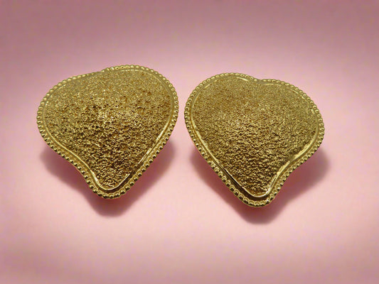 Vintage Yves Saint Laurent Chunky Heart Clip On Earrings