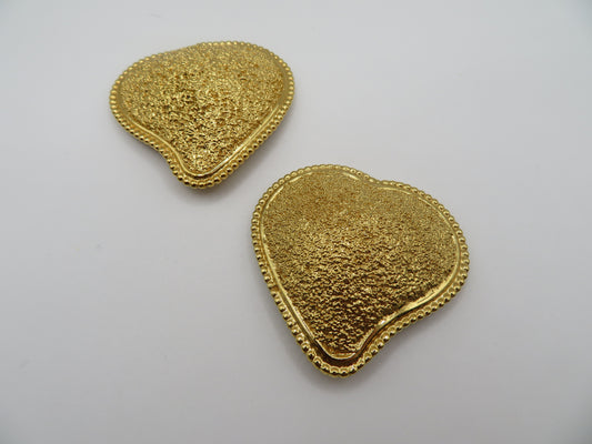 Vintage Yves Saint Laurent Chunky Heart Clip On Earrings