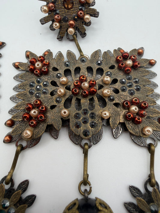 Monumental DSQUARED2 Pearl Studded Chandelier Earrings
