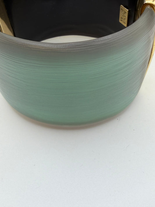 Vintage Archival Alexis Bittar Extra Wide Iridescent Green Bracelet Cuff