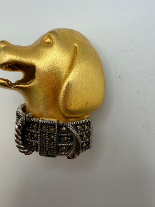 Vintage Judith Jack Chunky Dog Head Brooch