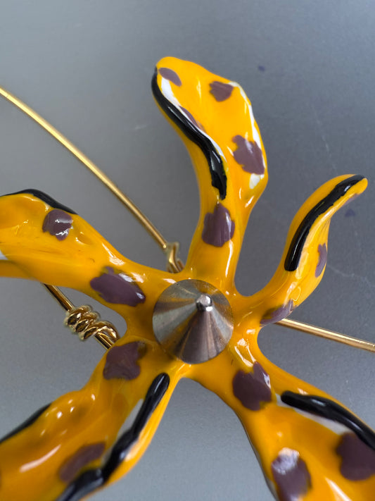 Marni Sculpted Orchid Safety Pin Necklace