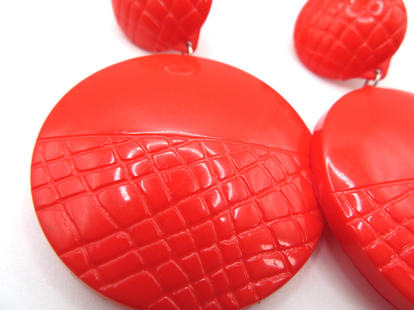 Vintage Huge Quilted Circles Clip On Earrings