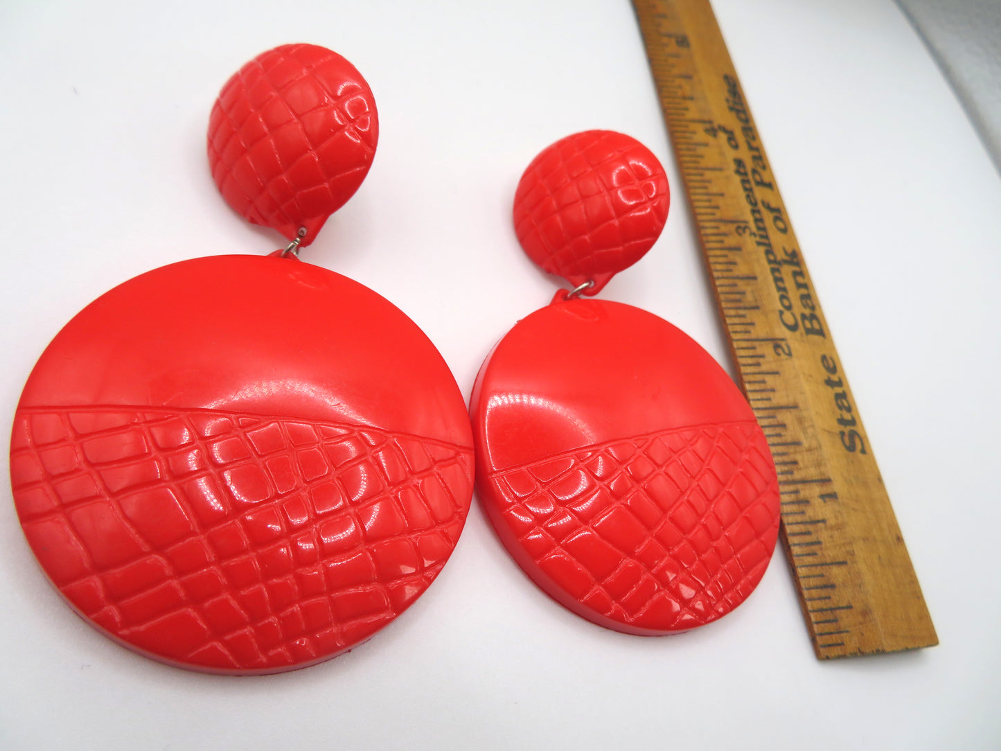 Vintage Huge Quilted Circles Clip On Earrings