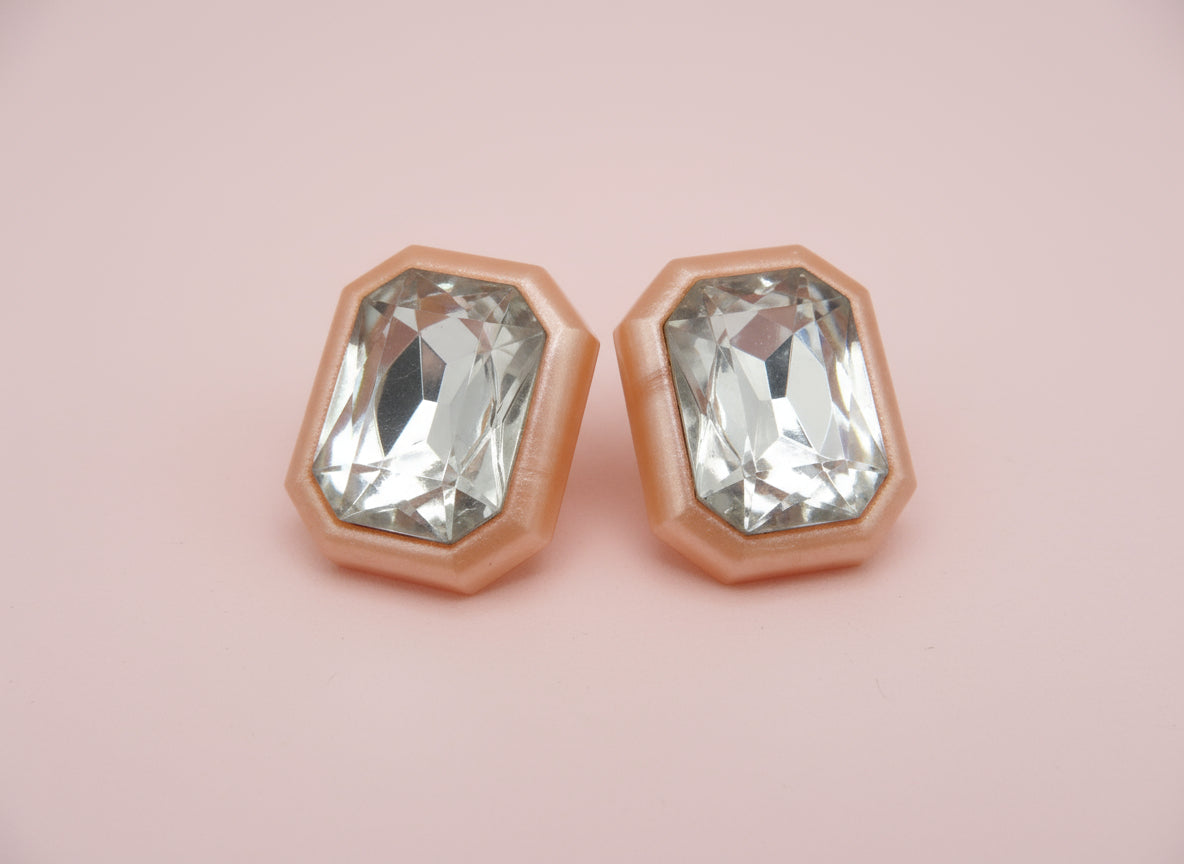 Vintage Chunky Crystal Princess Clip On Earrings